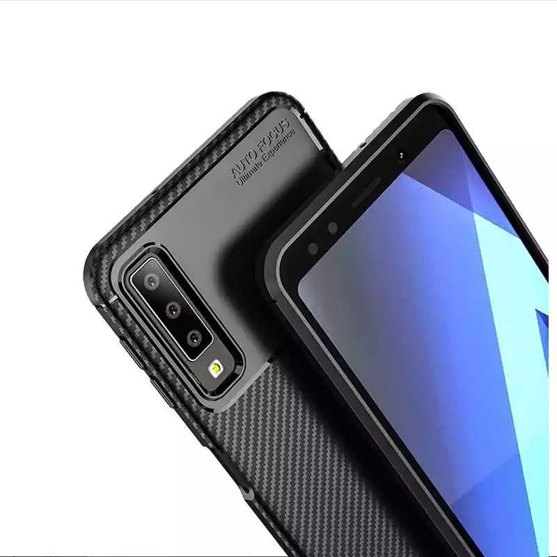 Case Samsung Galaxy A7 2018 Silicon Carbon - Softcase Karbon Samsung A7 2018 Silikon Case Original