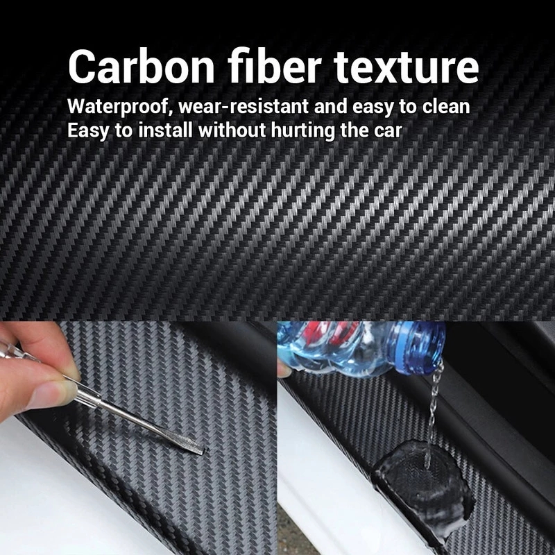 Stiker Strip Carbon Fiber 3D 5 / 3M Pelindung Pintu Samping Mobil DIY Anti Gores