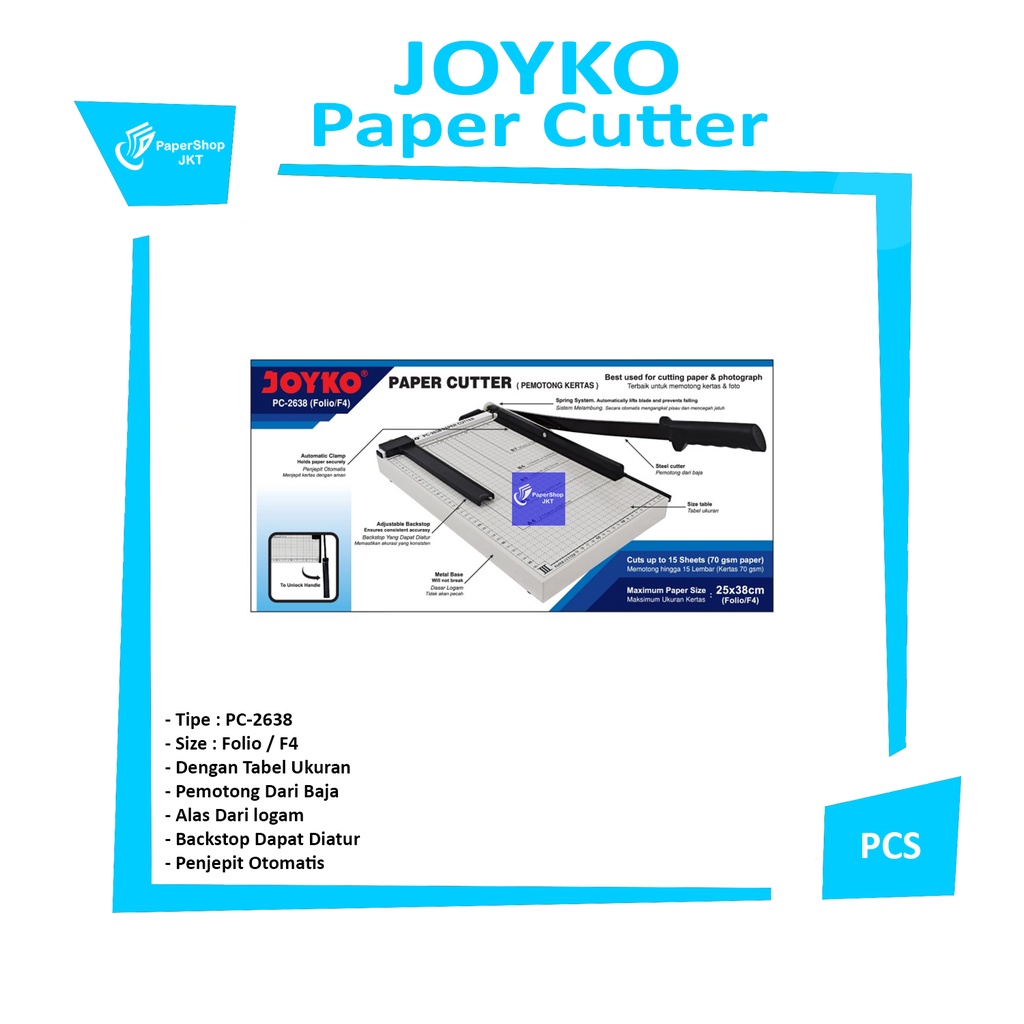 

JOYKO - Alat Pemotong Kertas Ukuran Folio 26 CM X 38 cm PC-2638 - Pcs