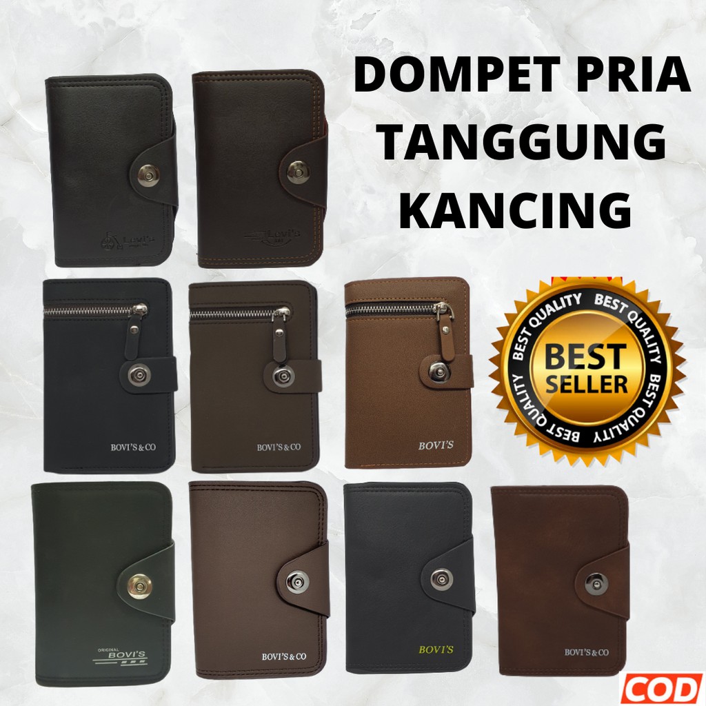 Dompet Pria Ukuran 3/4 | Dompet Cowok Tanggung Kancing Dan Simple Bahan PU Leather |(MIX#DP#TGG#KCG)