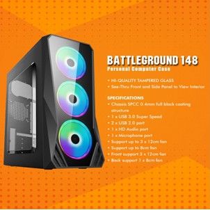 Casing Gaming Simbadda Battleground 148 With 3 Fan LED