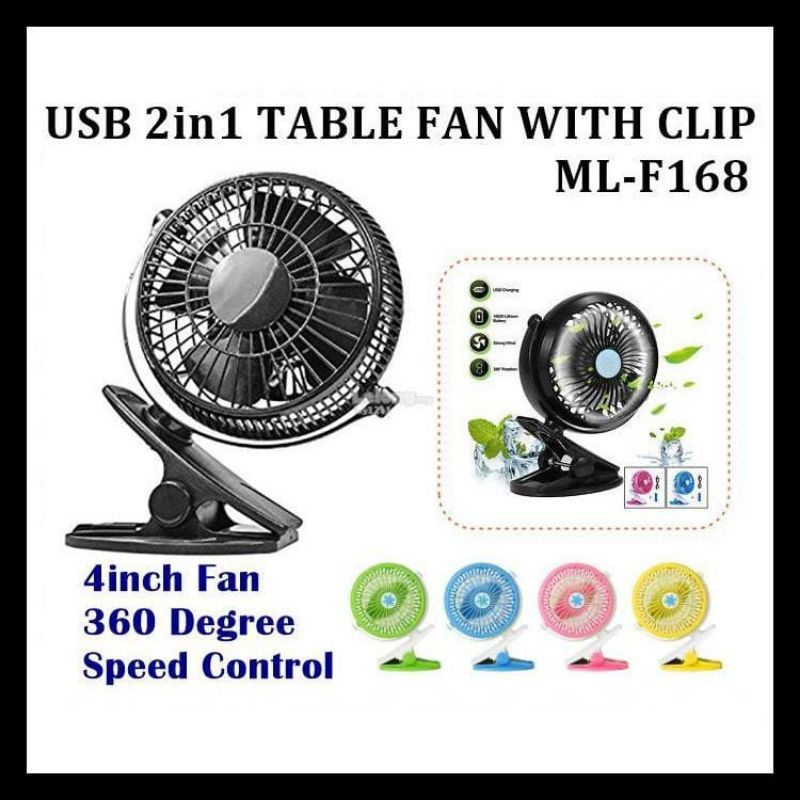 Kipas Angin Jepit Portable mini Lighting / MINI FAN JEPIT PUTAR 360°