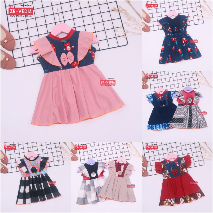 Dress Marion uk 6-18 Bulan / Dres Kensi Lengan Pendek Anak Bayi Perempuan Gaun Pesta Murah Import