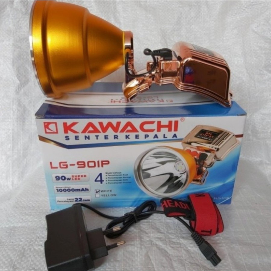 COD SENTER KEPALA LED HEADLAMP KAWACHI 90W LG-901P CAHAYA PUTIH 90 WATT