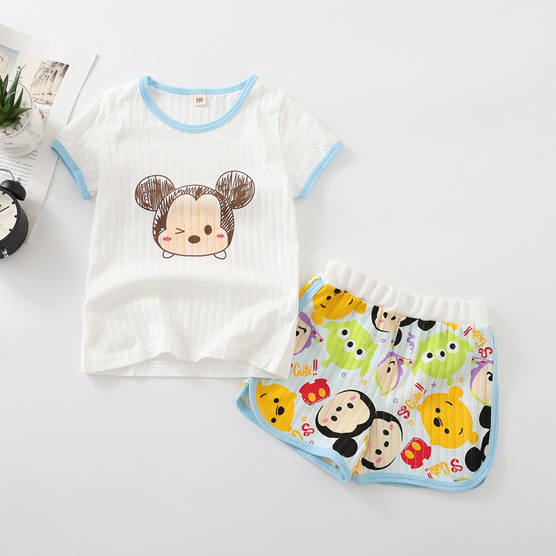 Baju Tidur Anak Setelan Kaos Tshirt Motif Tsum Tsum