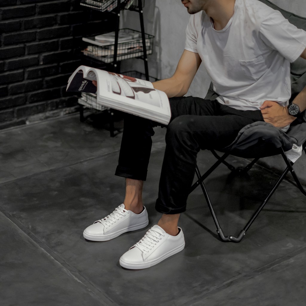 Phoenix White | Sneakers Putih Sepatu Casual Kasual Polos Ori Pria Cowok Footwear | Oxwalker FORIND