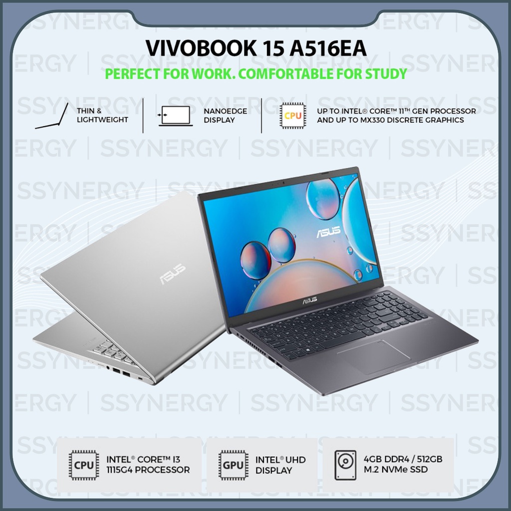 Asus A516EAO VIPS351/VIPS353| i3 1115G4 4GB 512ssd W10+OHS 15.6FHD