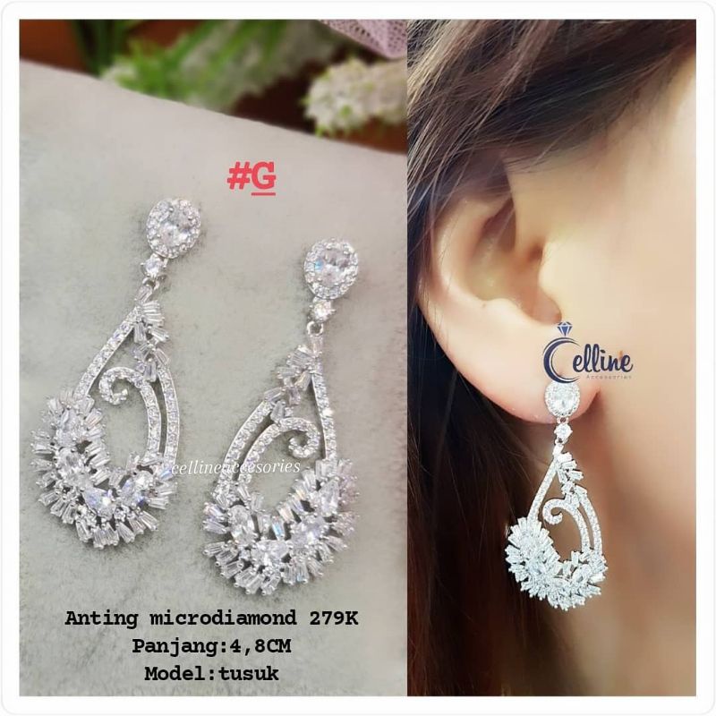 Anting Microdiamond Premium/anting Pesta mewah/anting tusuk batu/anting hitam/ANTING HIJAU/ANTING