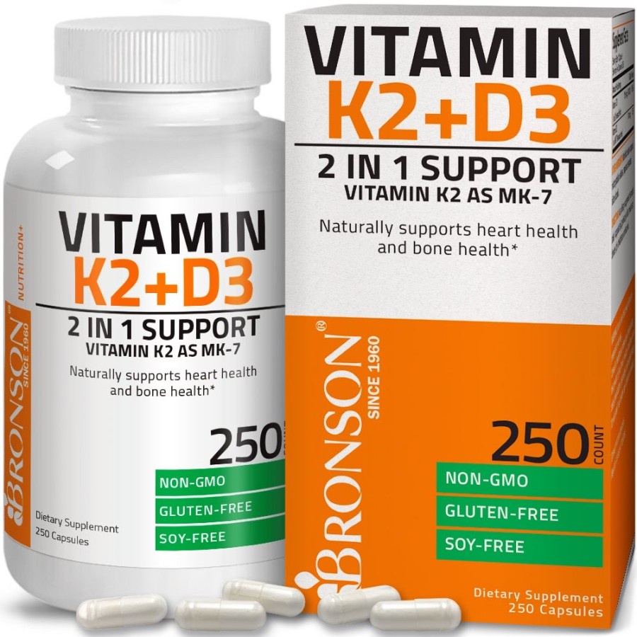 

Bronson K2 D3 Vitamin K2 MK7 + D3 5000 IU 250 Capsules