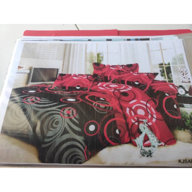 Sprei Homemade Motif Abstrak Merah Hitam UK 120&160