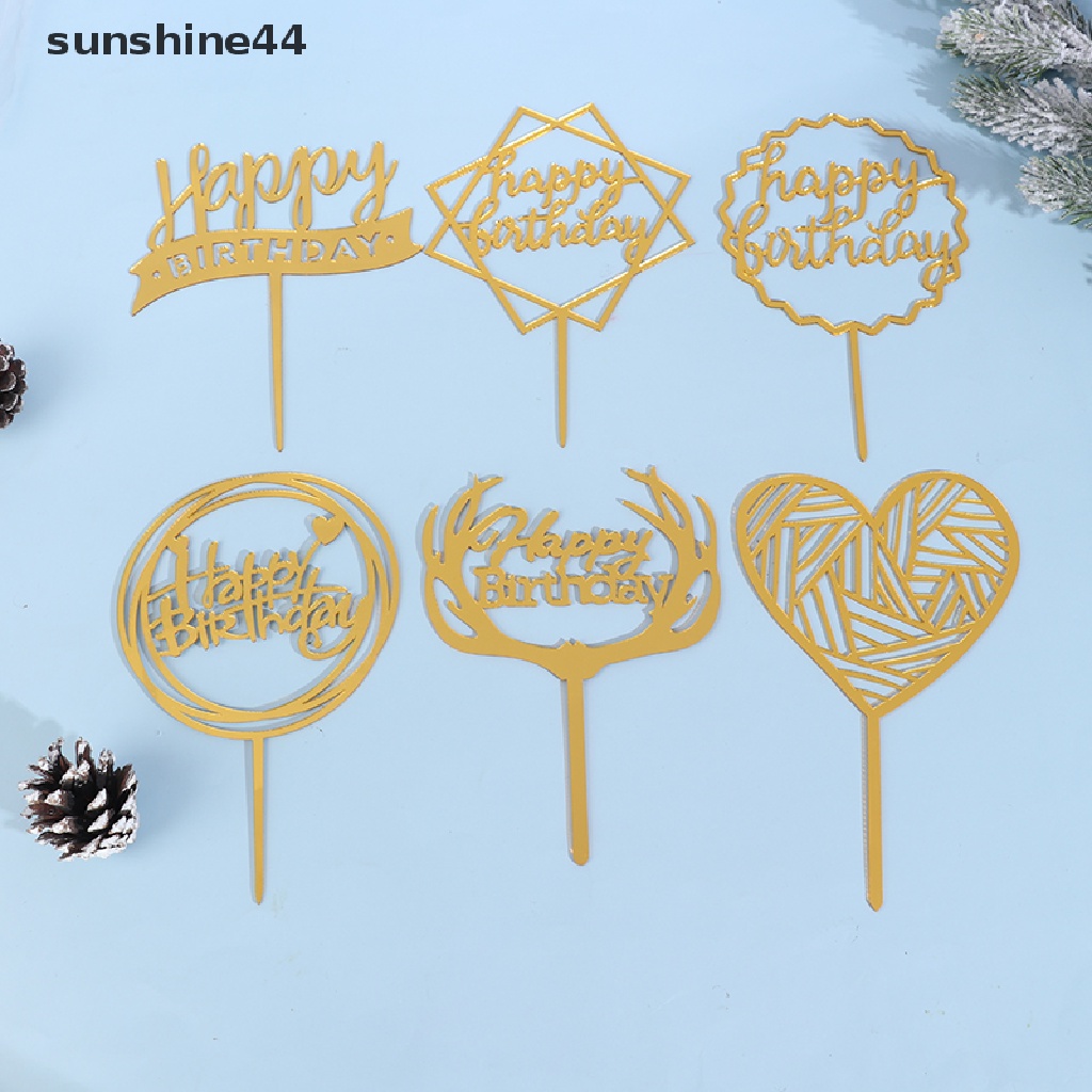 Sunshine Topper Kue Ulang Tahun Tulisan Happy Birthday Bahan Akrilik