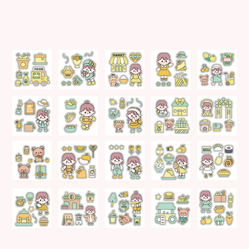 1 pcs kisscut stiker deco transparant lucu korea sticker cute kisscut-Kuning 2
