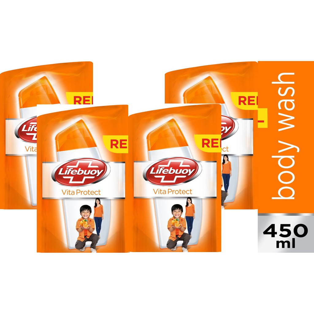 Lifebuoy Vita Protect Refill 450Ml Sabun Cair (Paket Isi 4