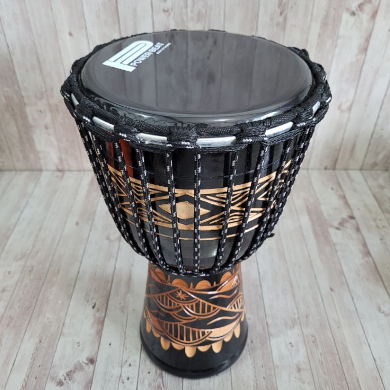 Termurah Gendang Kendang Jimbe Darbuka 40cm Edisi Spesial Black Matte Kulit Asli Mika Power Beat Ukir