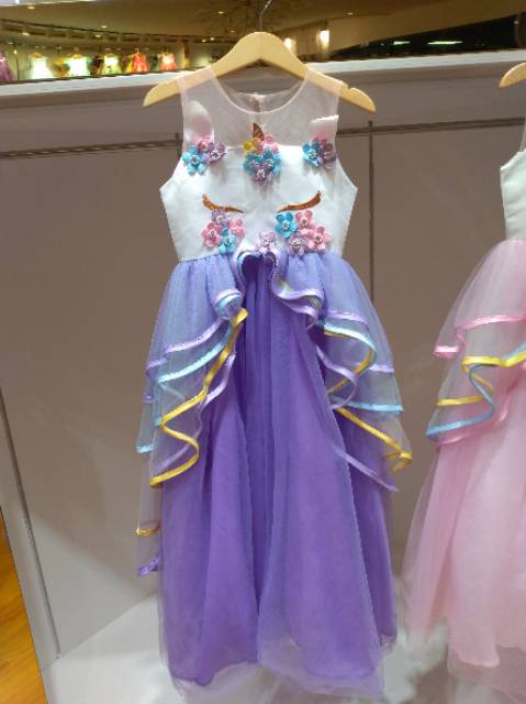 [Brandedbaby] 4T-13T LONG DRESS UNICORN ANAK IMPOR/ GAUN UNICORN ULANG TAHUN TUTU ANAK UNICORN PANJANG B2W2