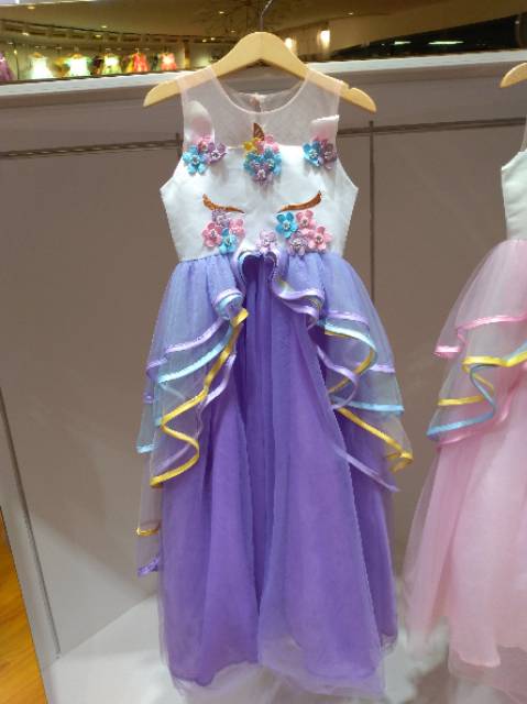 [Brandedbaby] 4T-13T LONG DRESS UNICORN ANAK IMPOR/ GAUN UNICORN ULANG TAHUN TUTU ANAK UNICORN PANJANG B2W2