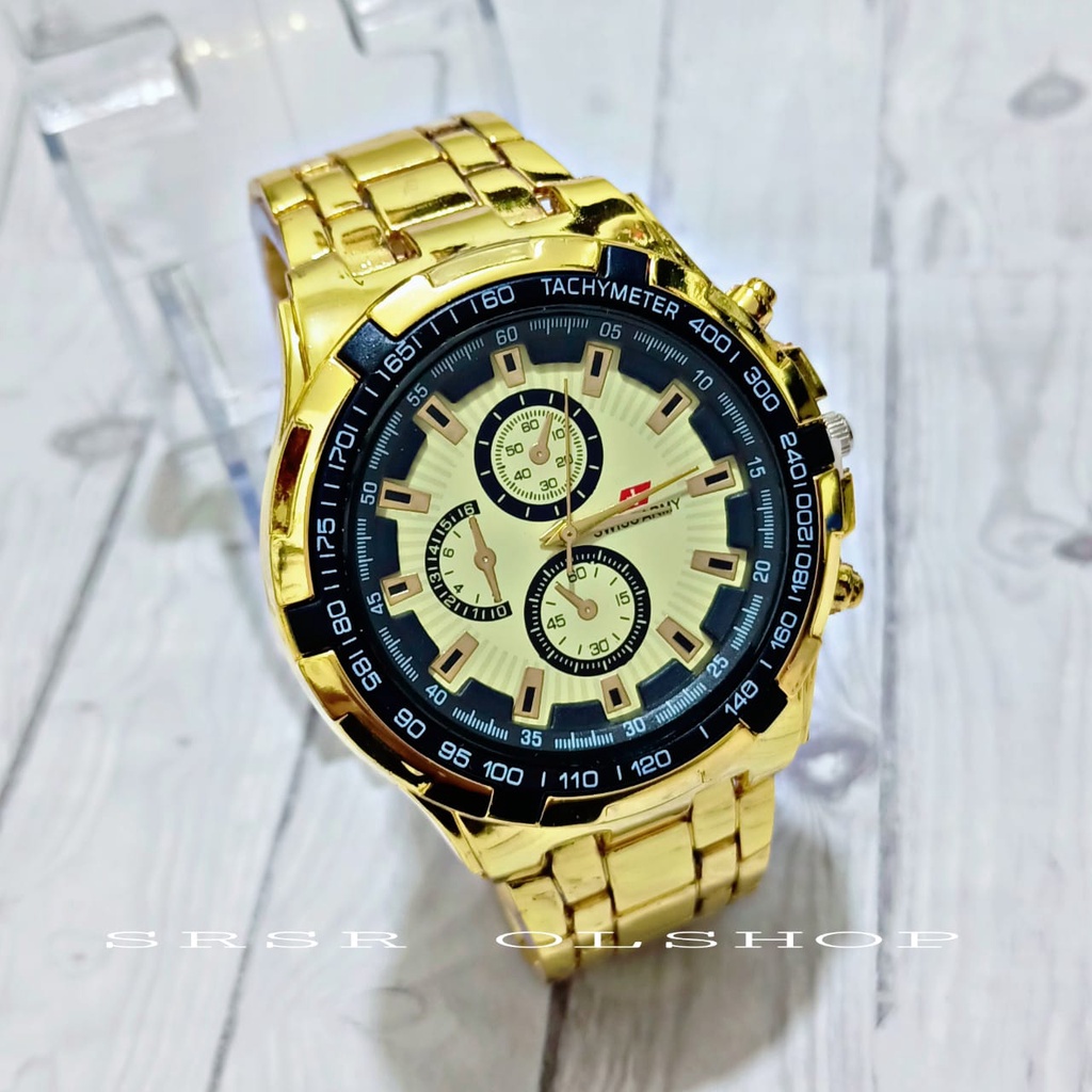 TERLARIS...jam tangan pria sport tali rantai warna gold-jam tangan cowok keren