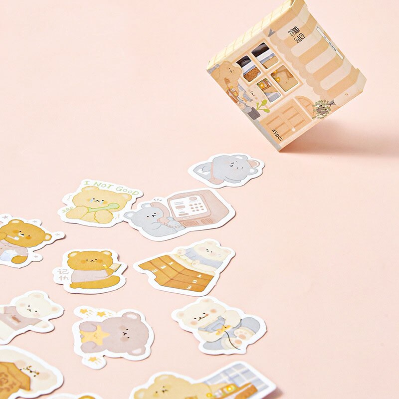 Mohamm 45pcs / Kotak Stiker Motif Rumah Kawaii Untuk Dekorasi Scrapbook / Stationery Sekolah-2