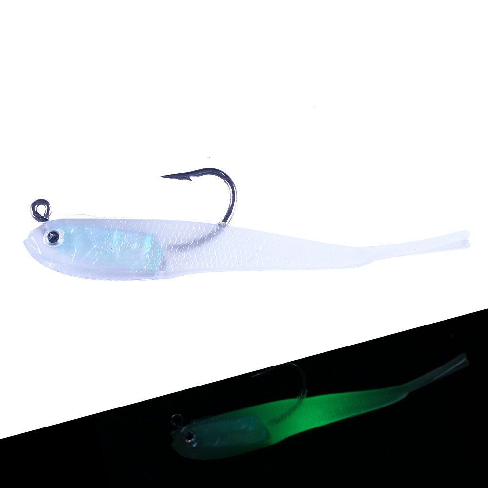 Hengjia 1pc Umpan Pancing Softlure Bentuk Ikan Bahan Silikon Luminous 7.5cm / 5.5g