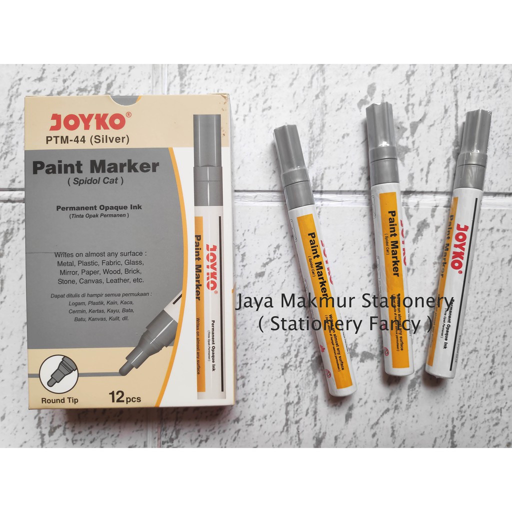 Spidol Cat Permanen Joyko PTM-44 Round Tip (Tinta silver)