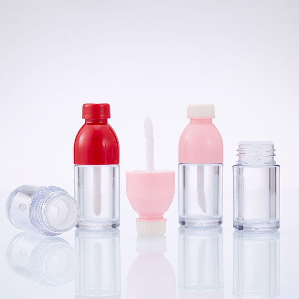 [Elegan] Lip Gloss Tabung Portable Lucu Berongga Merah Kosong DIY Lip Balm Minuman Bentuk Botol Alat Makeup Botol Sampel