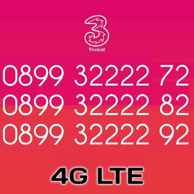 Nomor Cantik Tri 11 Digit Kwartet 2222