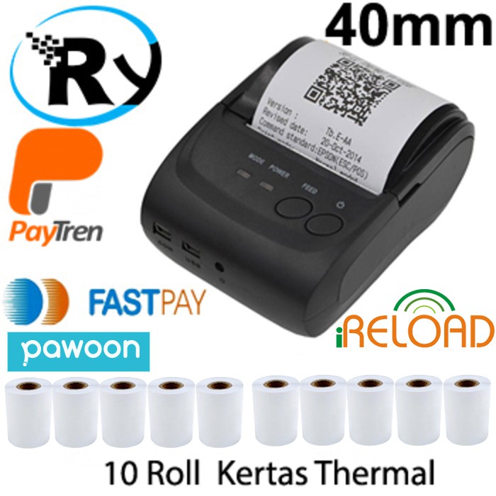 

Paket Zjiang Mini Bluetooth Printer ZJ-5802 + Kertas Thermal 10 Roll