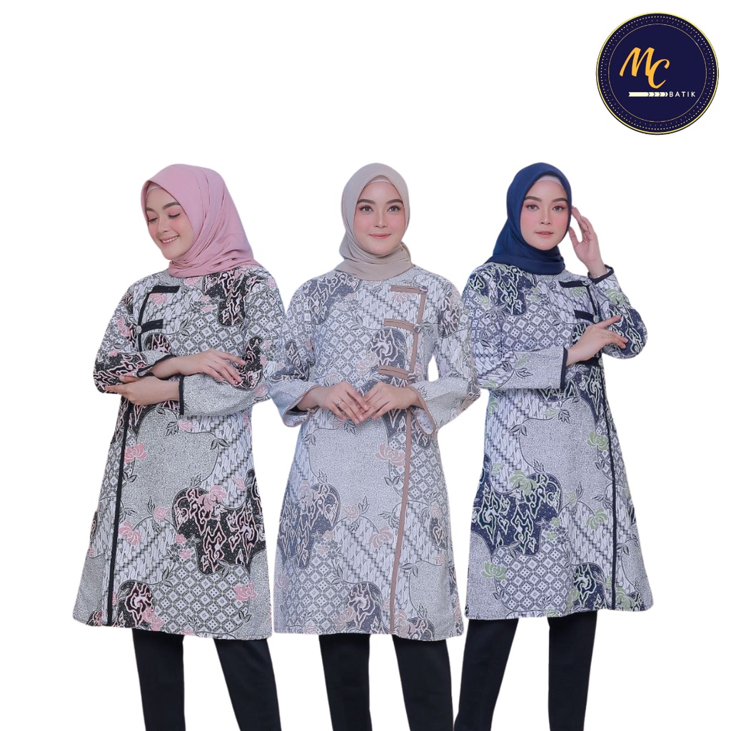 Tunik Batik (MC batik) - Atasan Batik Wanita Tunik Batik Wanita Bahan katun Mix Moscrepe Model Chinese Kancing 3