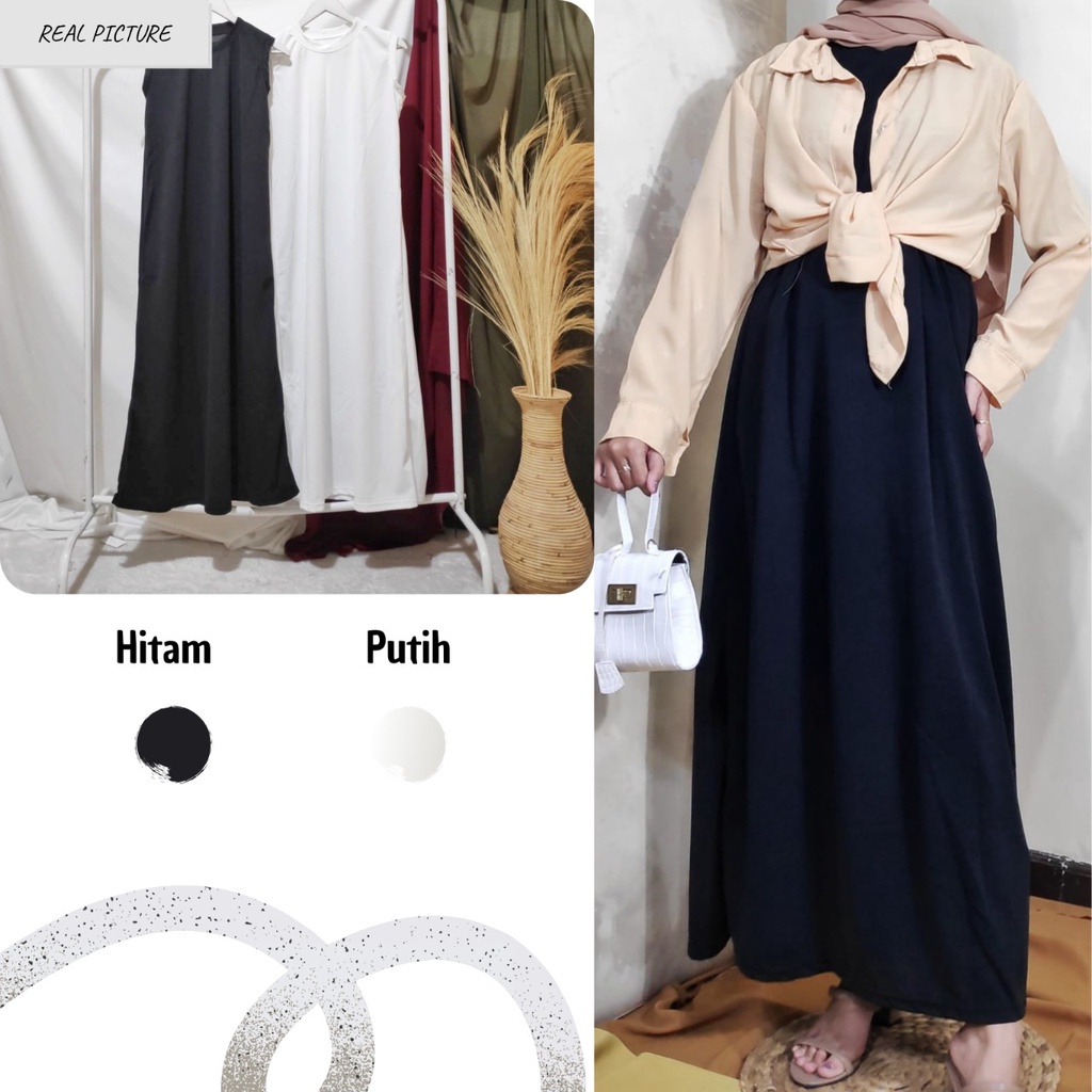 Dailythings Inner Gamis Basic Flare Delisa LD 100-120cm Panjang 130cm Fit L-XXL