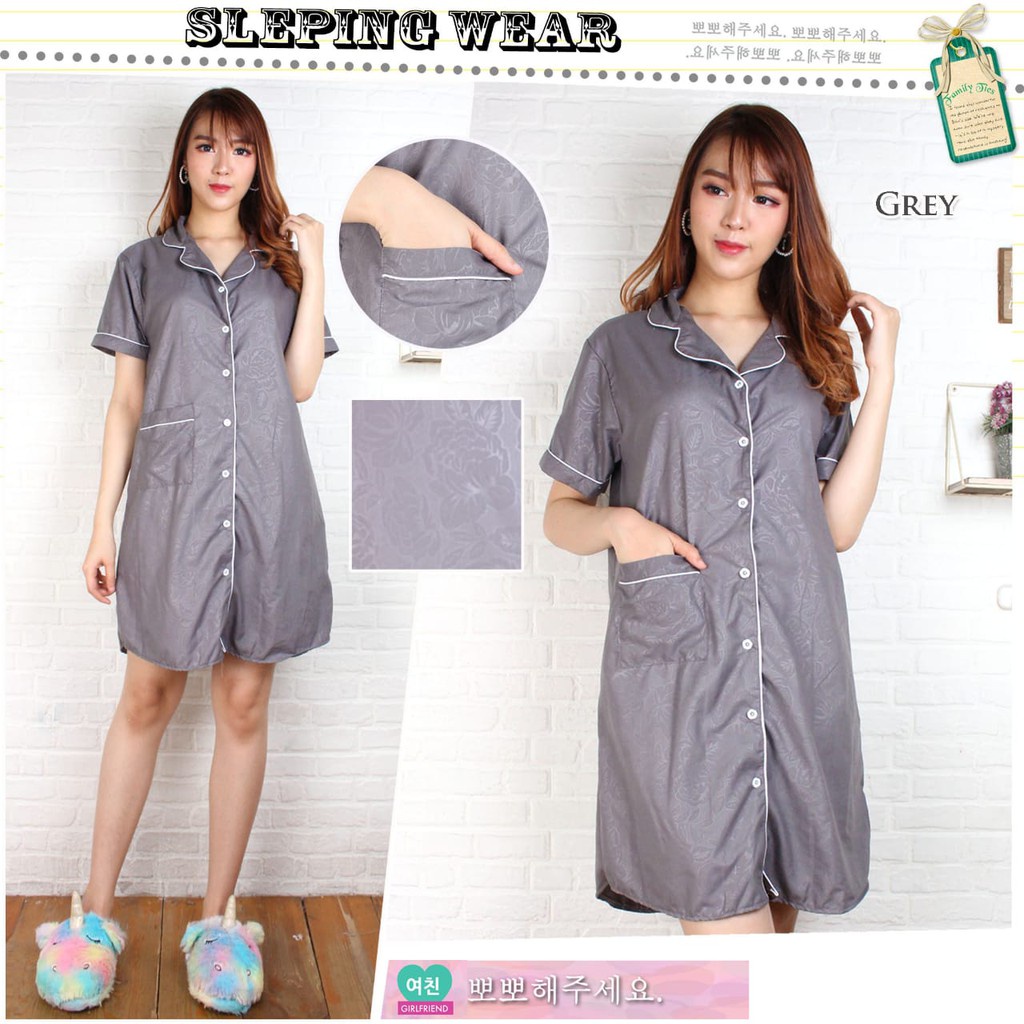 FORTGLASS DST Satin Embos Sleepwear Baju Tidur Daster Wanita Dewasa Lengan Pendek