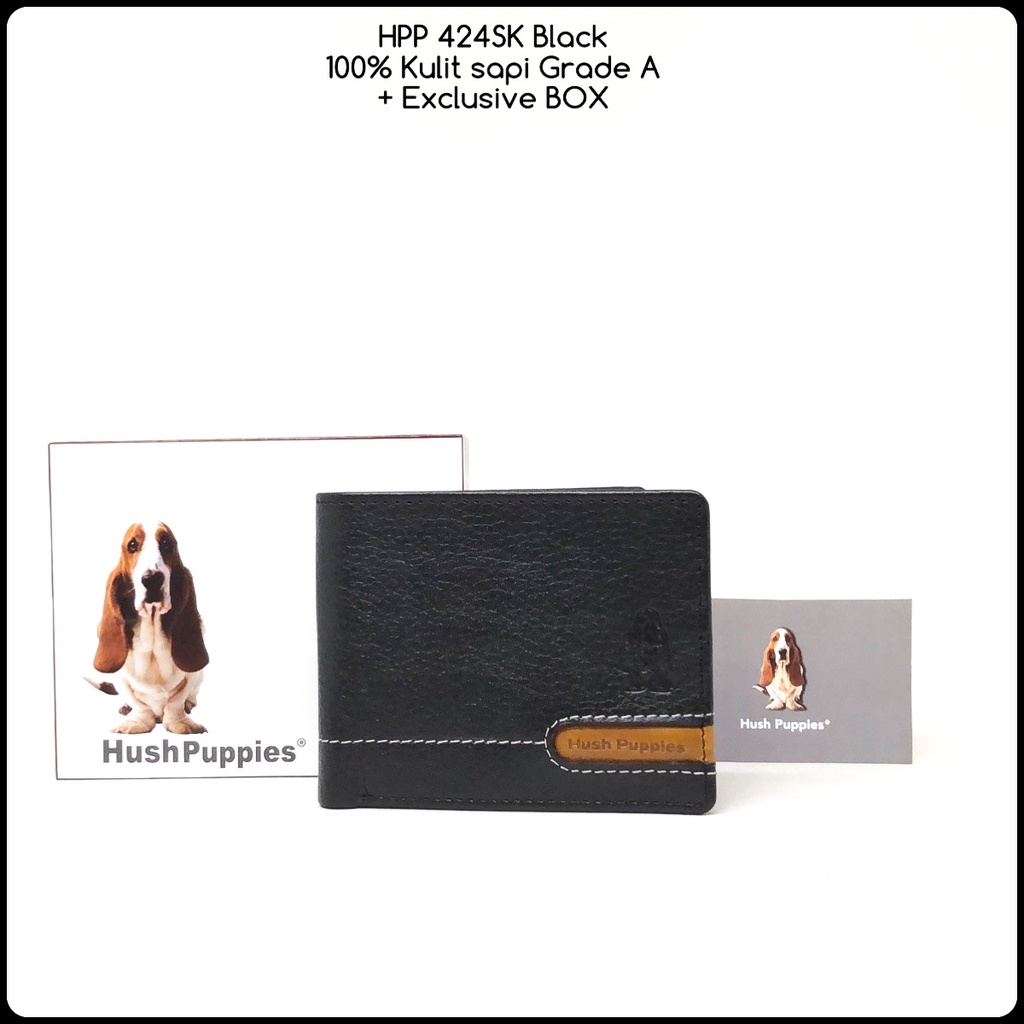 Exclusive dompet hush puppies 424 classic black replica mirror dompet cowok dompet pria dompet murah