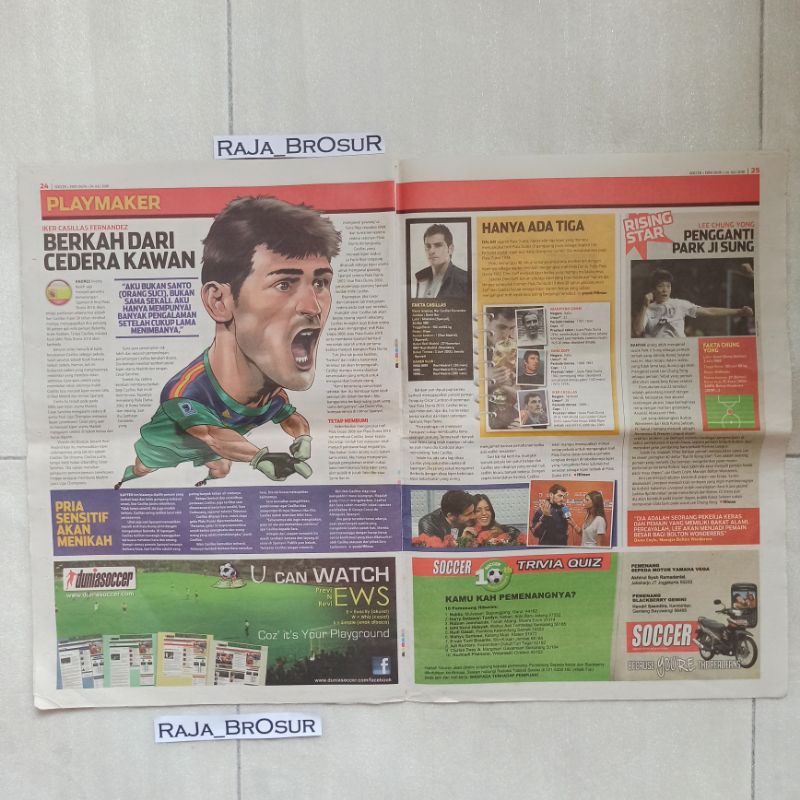 Rubrik koran soccer playmaker Iker Casillas jersey timnas spanyol