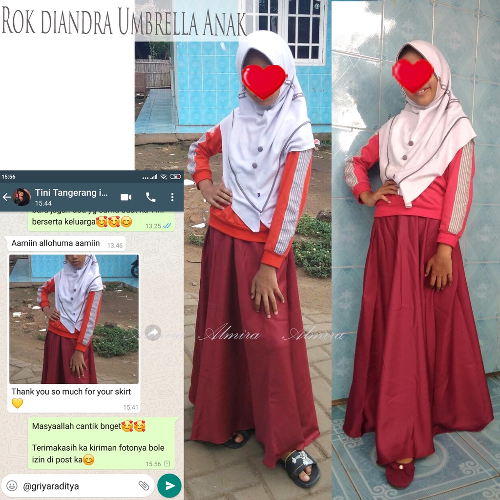 Rok Anak Perempuan Panjang Payung Lebar 7 9 10 12 tahun tanggung Diandra Umbrella Skirt Griyaraditya Almira