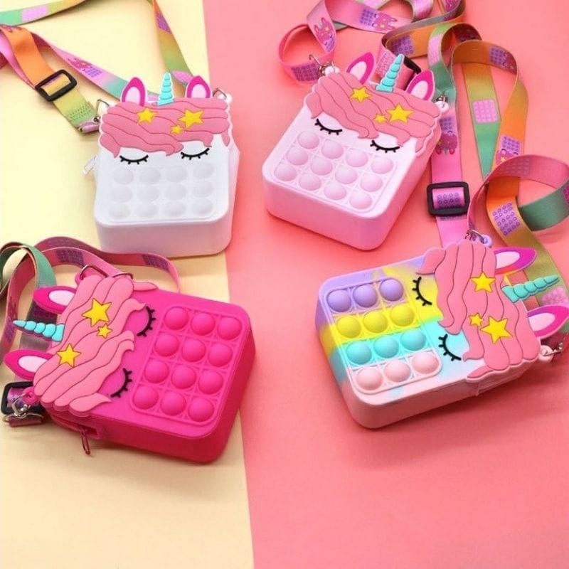 {DS} Tas Selempang Anak Perempuan Pop It Unicorn Import