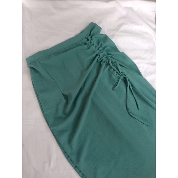 Rok Serut Crinkle airflow premium/Rok wanita Cringkel/rok serut kringkel korean skirt-Hijau toska