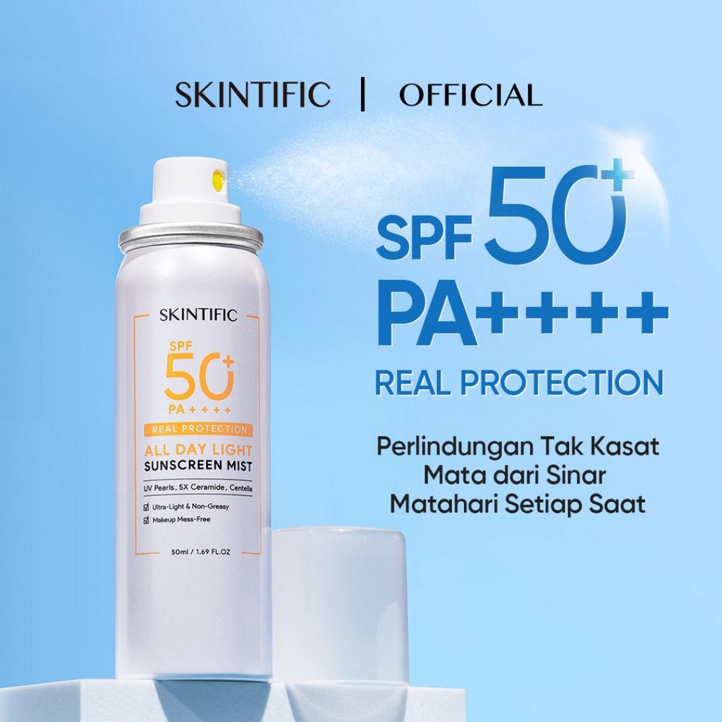 SKINTIFIC All Day Light Sunscreen Spray SPF50 PA++++ Sunscreen Mist Anti UV UVA UVB 50ml (Travel size) &amp; 120ml