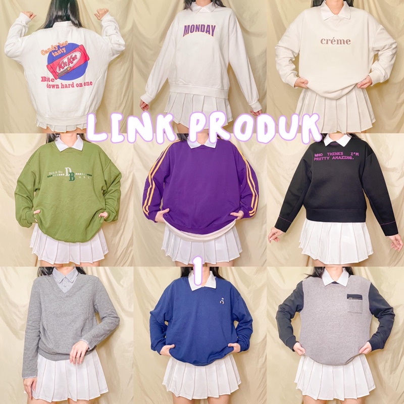 Thrift Crewneck, Crewneck Oversize, Sweater Oversize Thrift - Premium, Branded, Lengan Balon, Murah