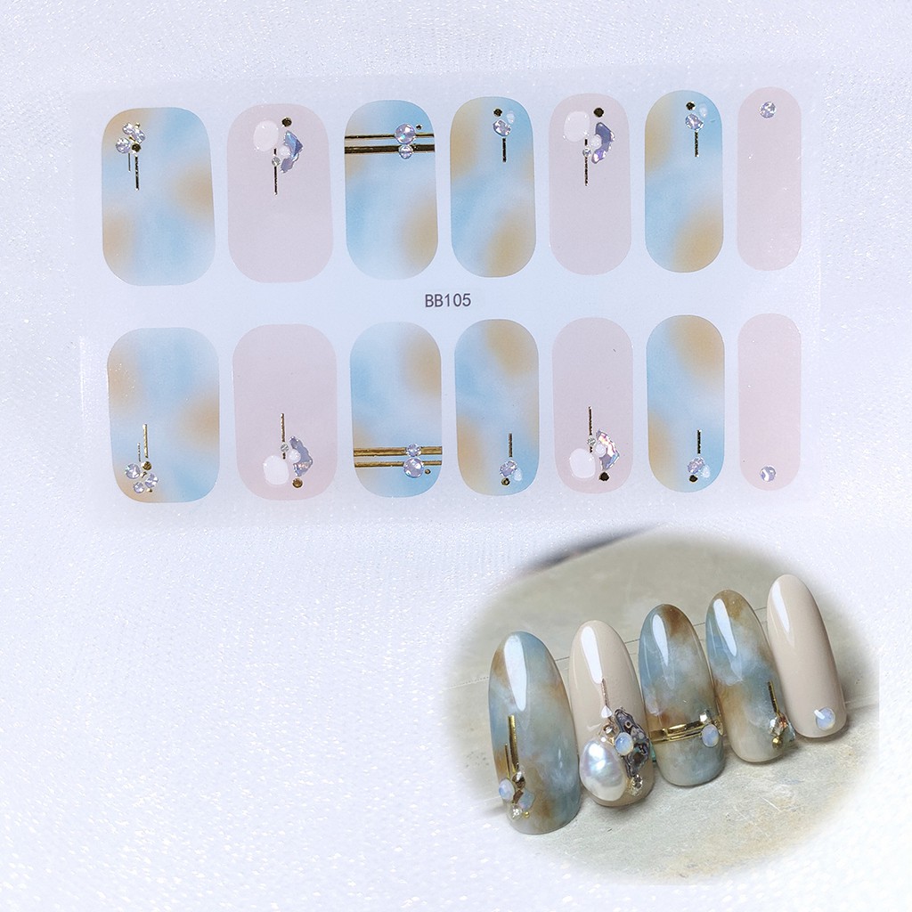Bb091-099 Bb100-106 Stiker Kuku 3d Motif Mutiara / Berlian Imitasi Untuk Nail Art / Manicure Diy