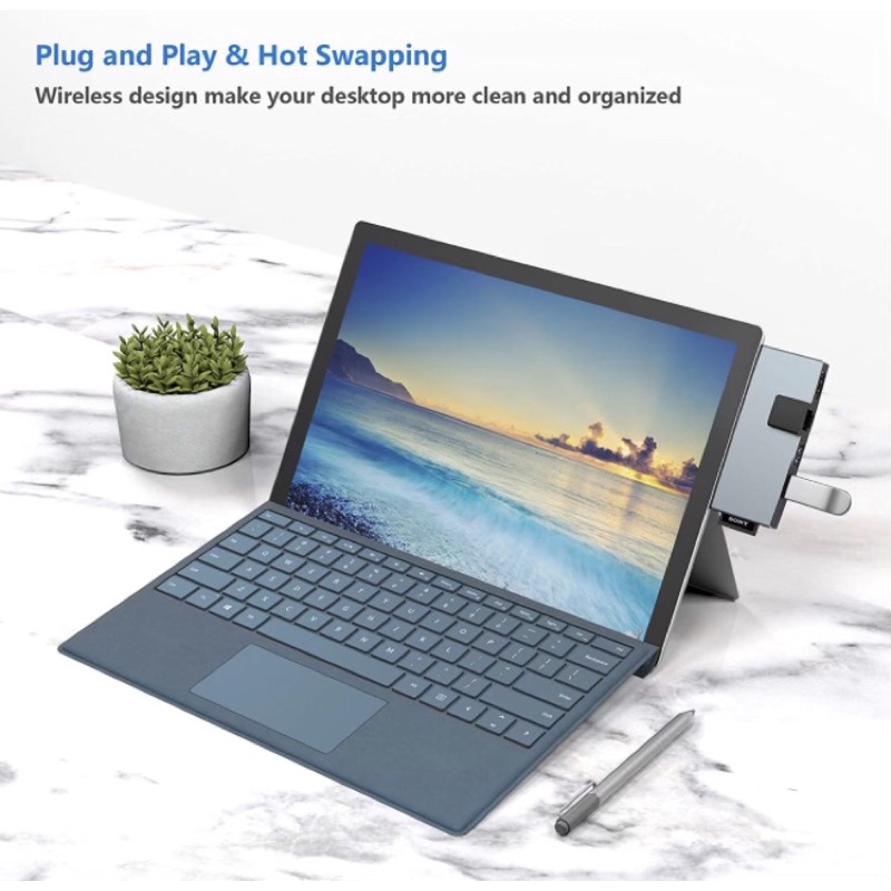 Microsoft Surface Pro 4/ Pro 5/ Pro 6 USB HUB Docking Station 6in1 Converter Adapter with Ethernet