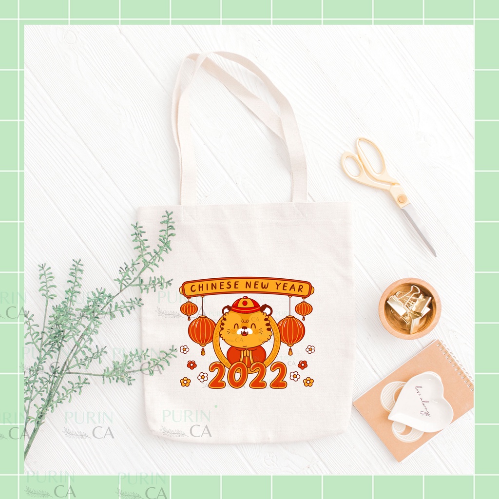 Tote bag Kanvas IMLEK Gambar CHINESE NEW YEAR XINJIA Lucu