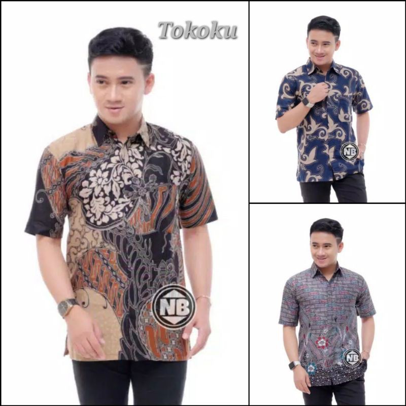 Bswart Batik Hrb026 Kenongo Hem Pendek Padi Pekalongan M L Xl Batik Pria Murah Modern Grosir Batik