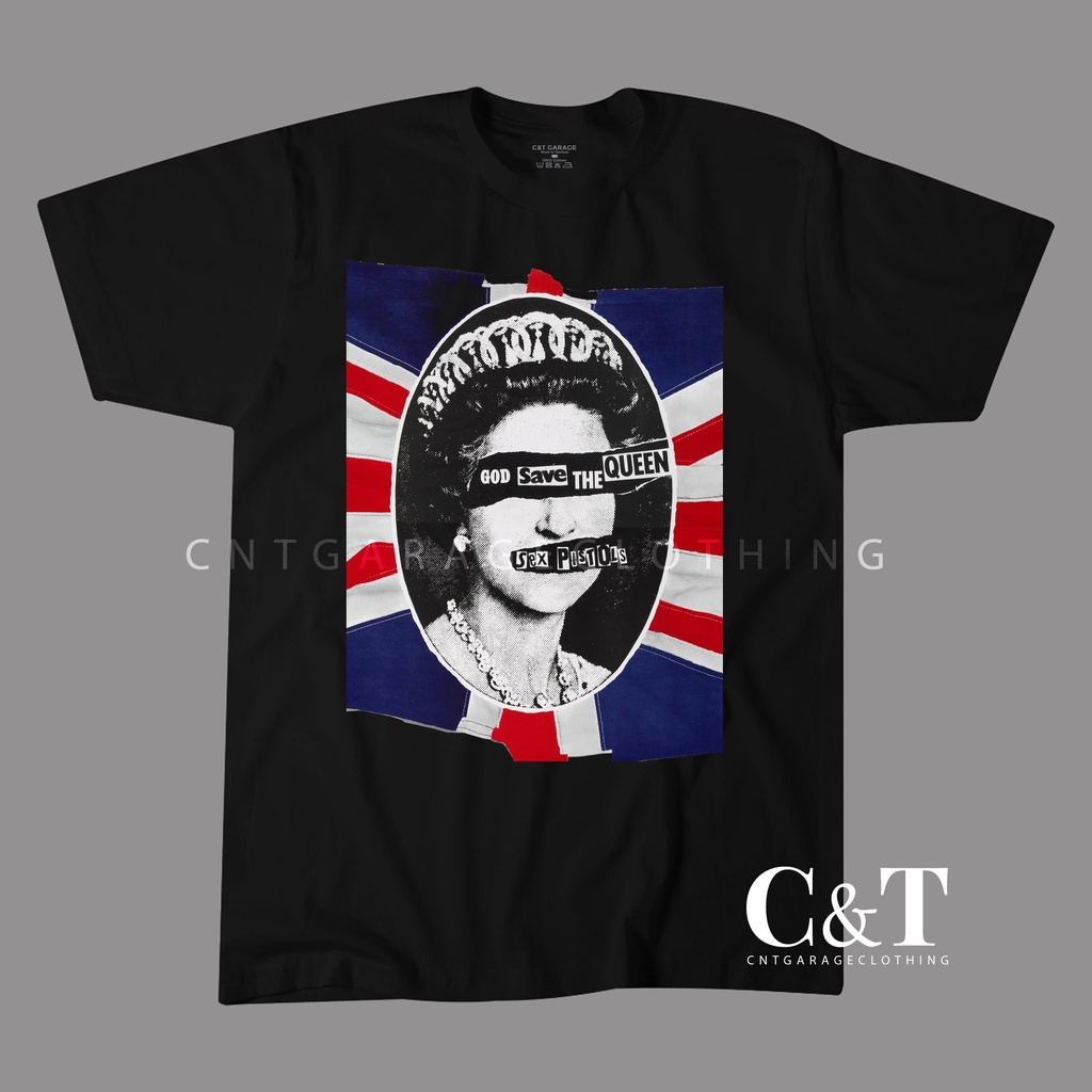 (Gratis Stiker) KAOS S*E**X PIST**OLS GOD SAVE THE QUEEN BLACK &  WHITE | SX 022 | CNTGARAGECLOTHING