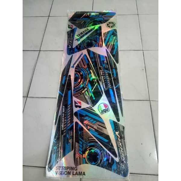 striping sticker variasi holo gram Vixion old 2009_2012 hitam  biru
