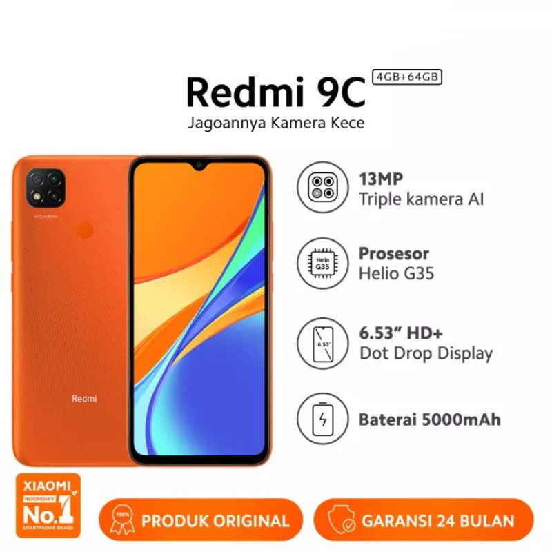 Redmi 9C 4/64 GB Garansi Resmi-Sunrise Orange