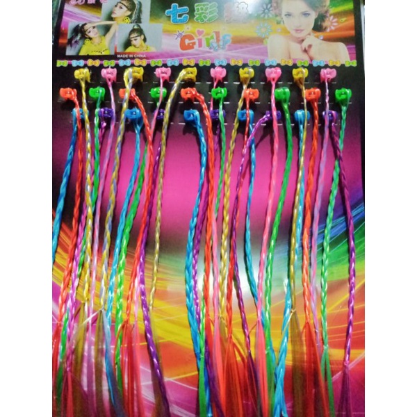 rambut anak kepang kelabang japit jedai mini rambut kepang kelabang warna warni hair extension