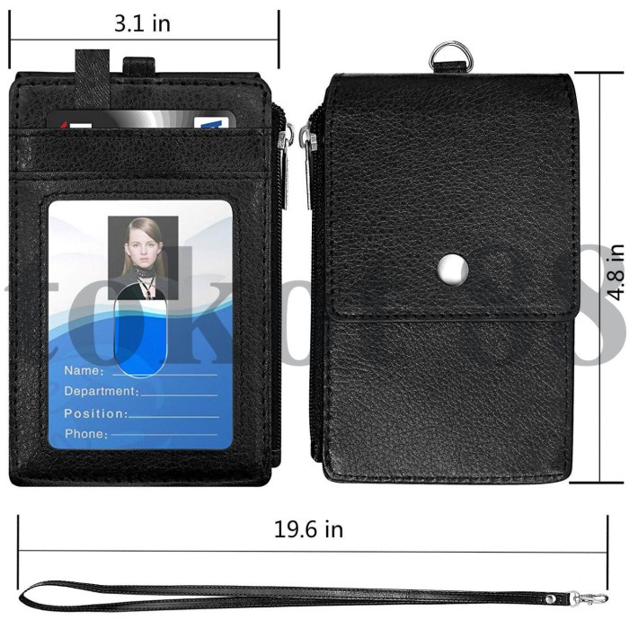 

ORGANIZER-DOCUMENT- GENUINE LEATHER NAME TAG ID CARD HOLDER LANYARD WALLET - HITAM -DOCUMENT-