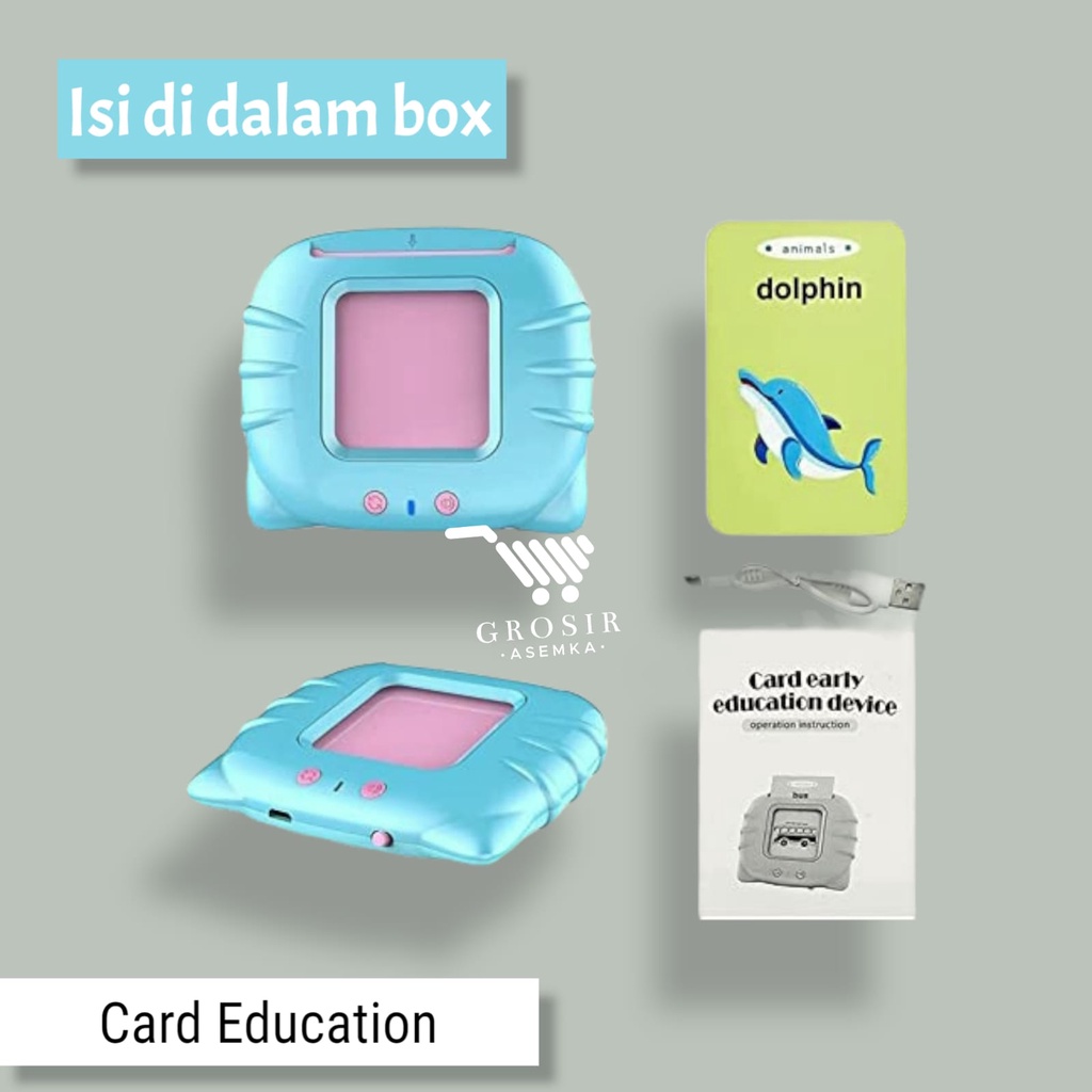 Card Early Education Bilingual Device / Mainan Flash card bersuara Alat Bantu pengenalan kosakata Bahasa inggris Flash card reader / Mainan Flash card bersuara