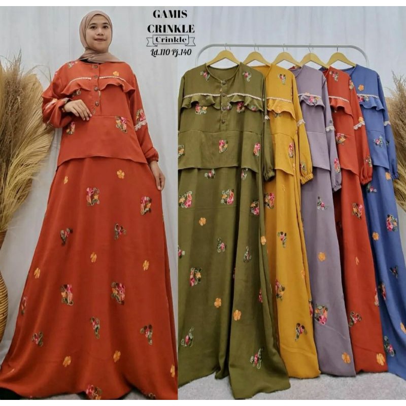 Azalea Gamis Crinkle Bordir|Lebaran|Longdress|couple