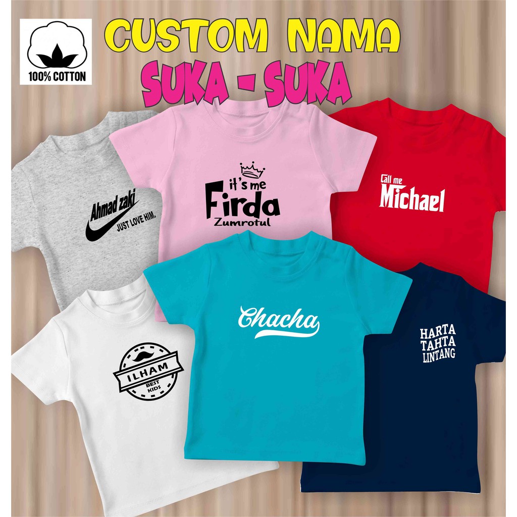 Kaos Baju Anak Custom Nama Gambar Tulisan Lucu Shopee Indonesia