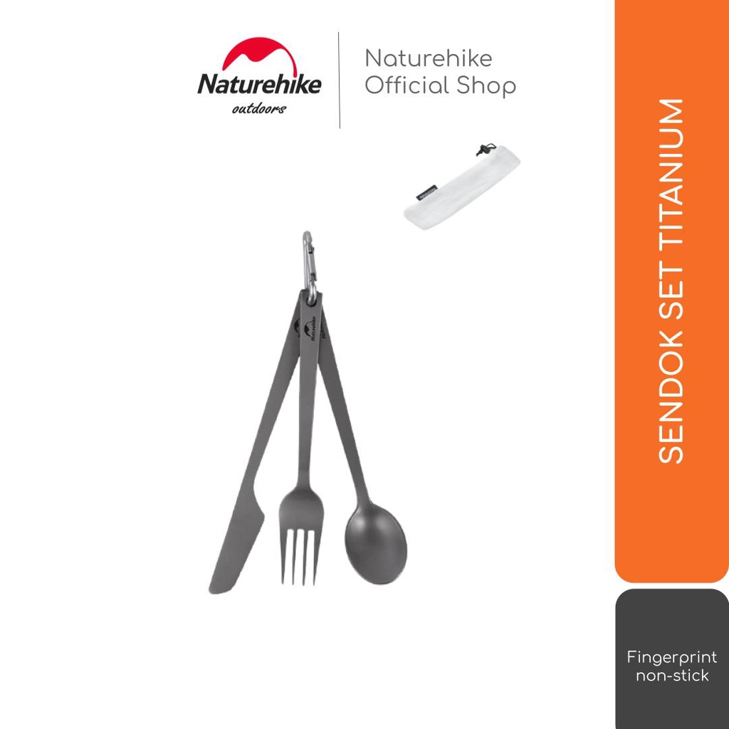 Naturehike Sendok Set Titanium Nh19T011-D Garpu Pisau Camping Portable